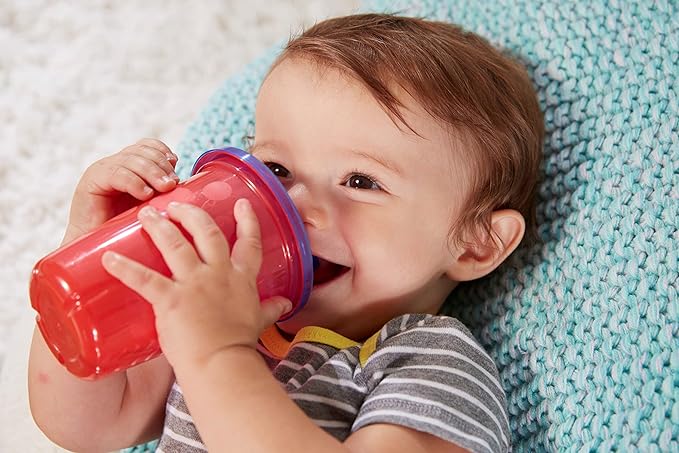 Take & Toss Toddler Sippy Cups - Multicolored Toddler Cups with Lids - Toddler Sippy Cups and Party Supplies - Baby Feeding Essentials - 10 Oz - 4 Count