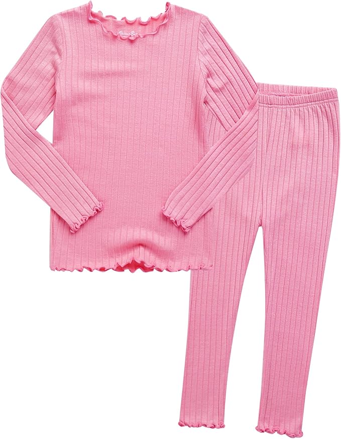 VAENAIT BABY 6M-12Y Infant Kids Toddler Junior Girls Soft Comfy Modal Tencel Shirring Sleepwear Pajamas 2pcs Set