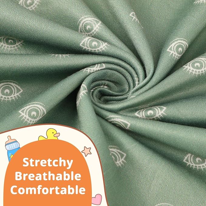 FEBSNOW 2 Pack Baby Nursing Pillow Cover, Stretchy Soft Cotton Nursing Cover for Breastfeeding Pillow Removable Comfortable Baby Feeding Slipcovers for Boy Girl, Green