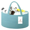 Baby Diaper Caddy Organizer, Large Cotton Rope Nursery Diaper Basket, Changing Table Organizer, Portable Tote Bag with Divider, Car Storage, Baby Shower Gifts for Newborn Girls - Lake Blue