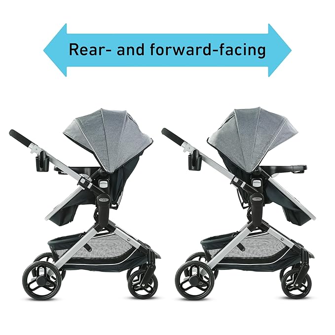 Graco Modes Nest Travel System, 3-in1 Modular Carseat Stroller Combo, Adjustable Slide2Me Infant Car Seat Carrier to Toddler Stroller, Includes the SnugRide DLX Infant Car Seat, Sullivan