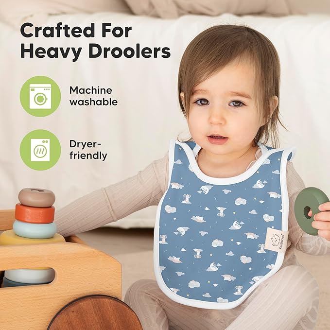 8-Pack Baby Bibs for Boys, Girls - Pullover Bibs for Drooling Teething Baby Girl & Boy Toddler, Newborn, Soft & Absorbent, Cute Colors, Large Torso Coverage Keep Infant Clean & Dry (Dreamers)