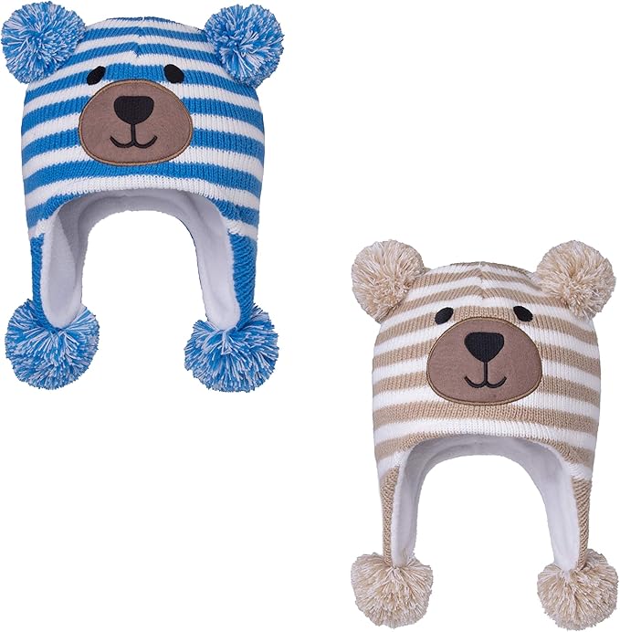 LANGZHEN Toddler Kids Infant Winter Hat,Earflap Knit Warm Cap Fleece Lined Beanie for Baby Boys Girls