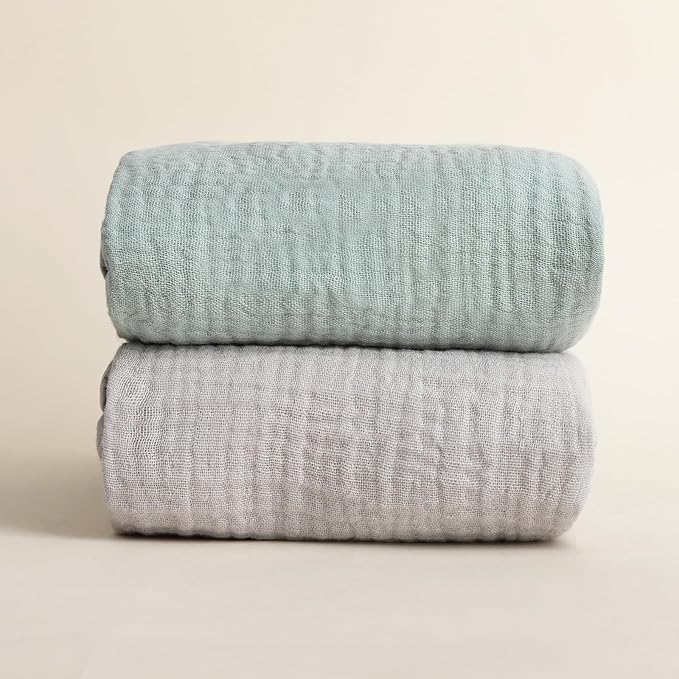 Muslin Swaddle Blankets for Newborns, 2 Pack 100% Cotton Receiving Blankets, Soft and Breathable Baby Swaddles, Large 40 x 40 Inches, Baby Essentials for Boys and Girls, Shower Gift