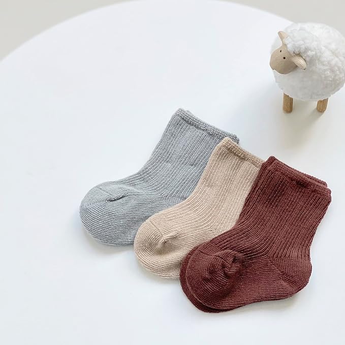 Toddler Socks Unisex Baby Baby Crew Cotton Cuff Socks for Infant Girls Stocking Stuffer for Kids 0-36 Months