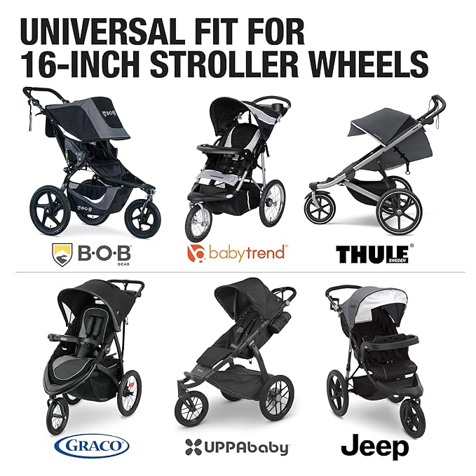 Two 16" x 1.75 Rear and One 12.5" x 2.25 Front Wheel Replacement Tires for Jogging Strollers - The Perfect BOB Stroller Tire Replacement Set by Steerling Tire Co. (3-Pack)