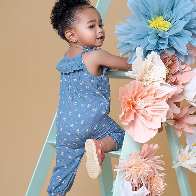 Modern Moments by Gerber baby-girls Self Eyelet Ruffle Long Leg Romper