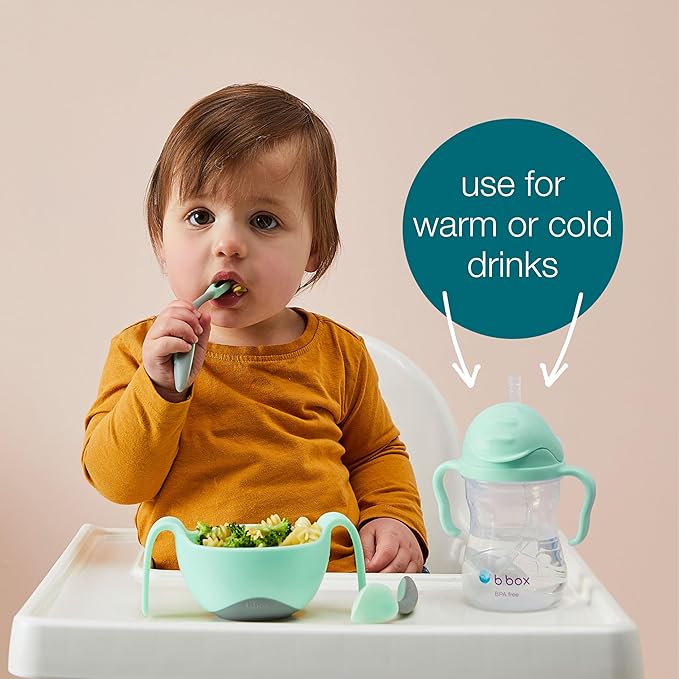 b.box Sippy Cup with Weighted Straw (2-Pack). Leak Proof, Easy Grip. BPA Free & Dishwasher Safe. Ideal for Babies 6m+ to Toddlers (raspberry + tutti fruitti, 8oz)