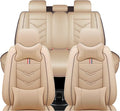 Leather Car Seat Covers Fit for LR Range Rover Evoque 2019-2025, 5 Seater Waterproof and Wear-Resistant Seat Cover Interior Accessories(Full Set with Pillow,Beige)