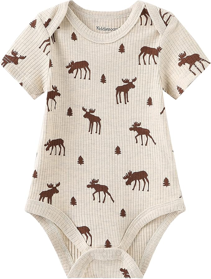 Kiddiezoom Newborn Baby Unisex Cotton One-Piece Bodysuits Baby Gift 5-Pack Baby Clothes