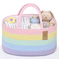 Baby Diaper Caddy Organizer, Cotton Rope Diaper Basket, Baby Basket for Changing Table, Nursery, Car, Changing Table Storage Bin With Removable Divider, Baby Shower Gifts for Newborn, Baby Essentials