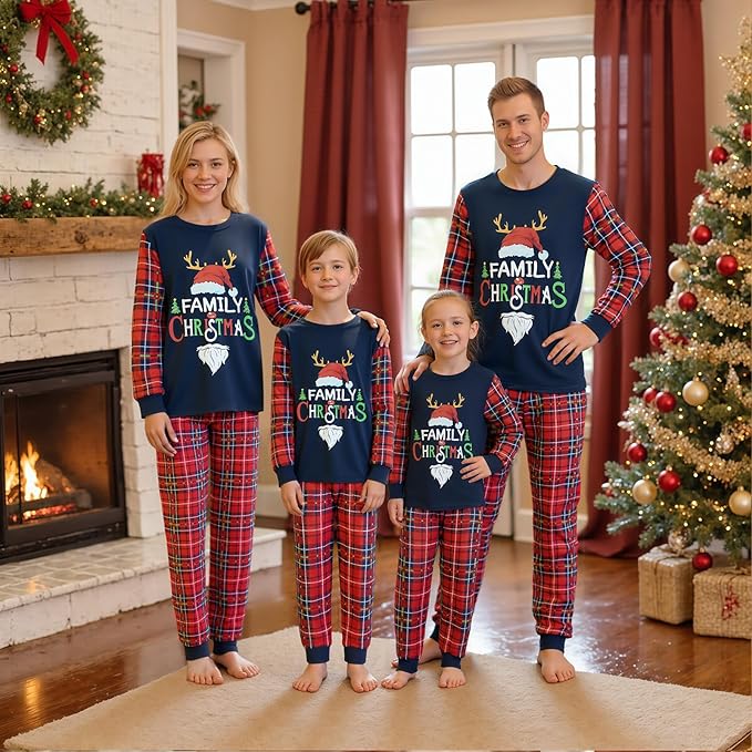 Awoscut Family Christmas Pajamas Matching Pajamas for Family, Xmas PJs Sets Holiday Sleepwear