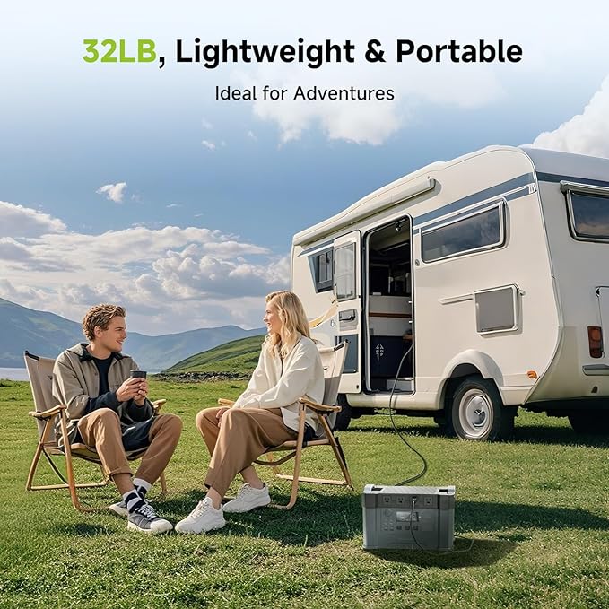 2000w Portable Power Station, 1500Wh MPPT Battery Backup, S2000 Solar Generator with 4 AC Outlets(Peak 4000w), Solar Power Bank for 11 Devices, for Home Use, Outdoor Camping, Traveling, RVs