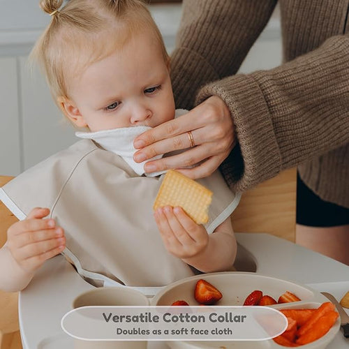 6-Layer Waterproof Baby Bib, Reversible, Adjustable, Washable, Stain Oil Resistant, 6-36 Months, 2-Pack, food bib
