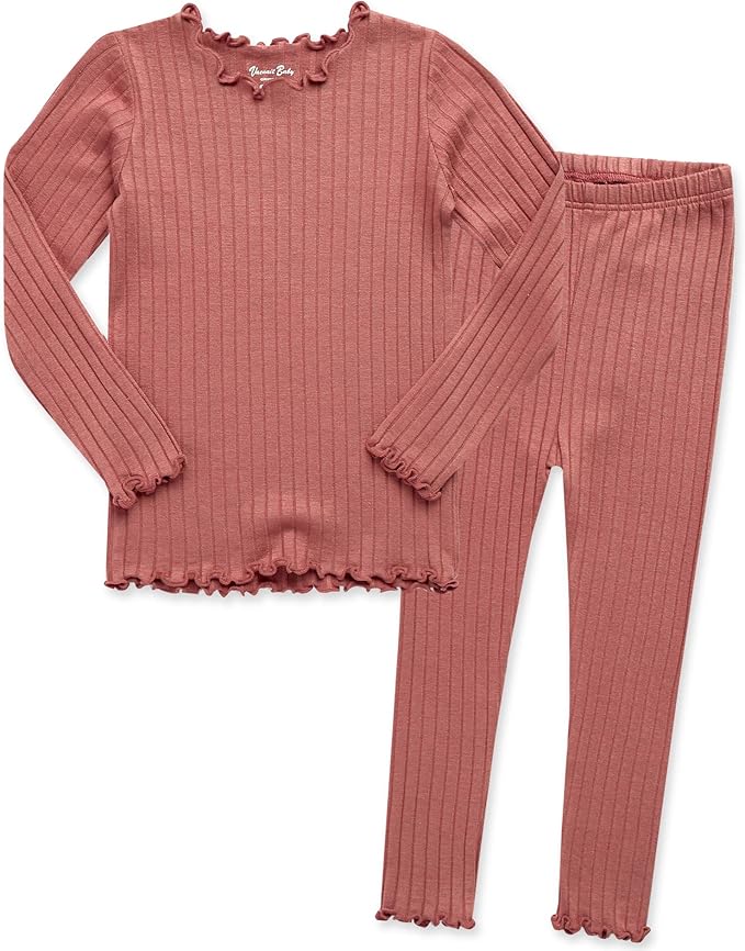VAENAIT BABY 6M-12Y Infant Kids Toddler Junior Girls Soft Comfy Modal Tencel Shirring Sleepwear Pajamas 2pcs Set