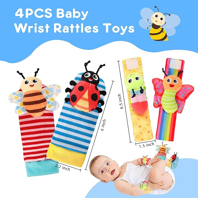Baby Toys for 0-12 Months Newborn Boys and Girls Gifts Wrist Rattle Socks for Babies 0-6 Months Infant Girl Boy Toys for Babies 3-6 Months Shower Gifts Baby Essentials