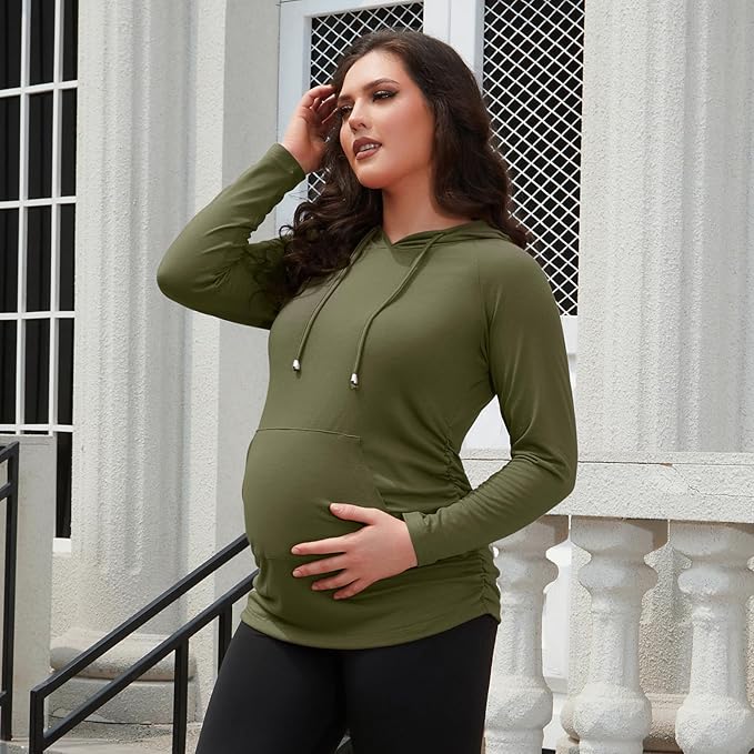 GINKANA Maternity Hoodie Long Sleeves Shirts Casual Maternity Top Pregnancy Sweatshirt Casual Clothes