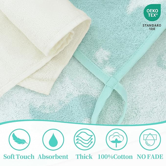VOOVA & MOVAS 6 Pack 100% Cotton Baby Washcloths | 12x12 Inches | Highly Absorbent | Ultra-Soft Newborn Towels | Perfect Set,Baby Essentials |Dino & Ivory Colors