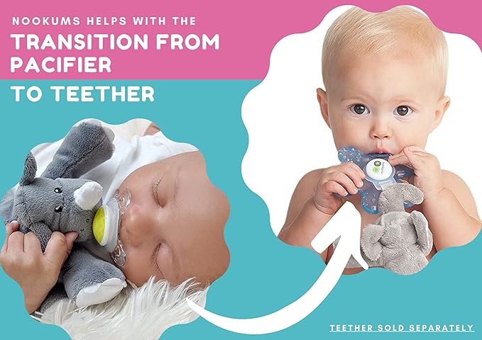 Nookums Paci-Plushies Shakies - Pacifier Holder with Built in Rattle (2 in 1)- Adapts to Name Brand Pacifiers, Suitable for All Ages, Plush Toy Includes Detachable Pacifier (Turtle)