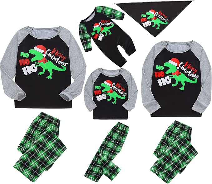 Awoscut Christmas Family Matching Pajamas Christmas Pjs Holiday Nightwear Sleepwear Sets Long Sleeve Pjs