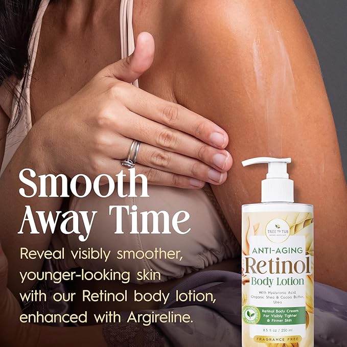Tree to Tub Retinol Body Lotion - Hydrating Body Cream, Advanced Firming Cream w/Hyaluronic Acid & Shea Butter, Fragrance-Free Body Lotion for Crepey Skin for Older Women & Men