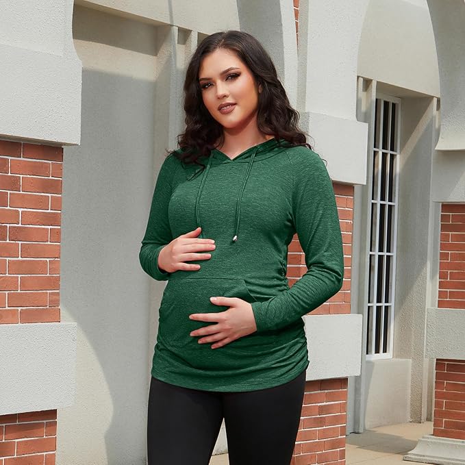 GINKANA Maternity Hoodie Long Sleeves Shirts Casual Maternity Top Pregnancy Sweatshirt Casual Clothes