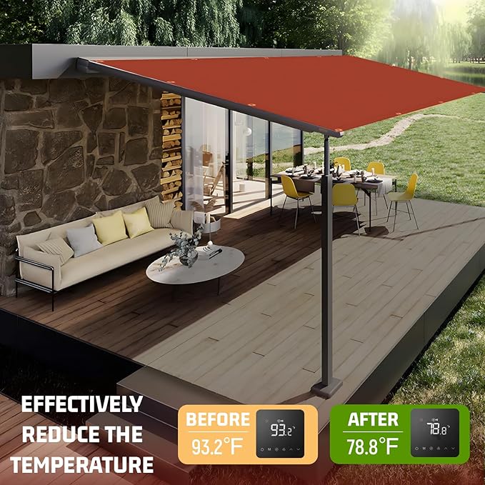 SUNNY GUARD Shade Cloth Custom Size 20x20 FT Sun Shade Screen Fabric Shade Cover Tarp with Grommets for Pergola Backyard Garden, Terra(We Customized)