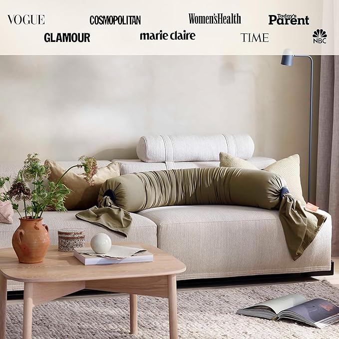 bbhugme Adjustable Pregnancy Pillow – Full Body Support for Side Sleeping - Adjustable Firmness and Shape - Supports Back, Legs, Belly, HIPS for Pregnant Women - Removable Cover - Dusty Olive