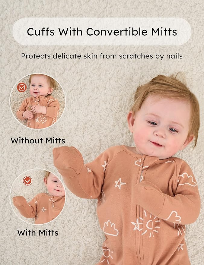 Yoofoss Baby Pajamas 100% Cotton Baby Sleepers for Newborn 0-3 3-6 6-9 Months Boys Girl Clothes 3pcs Footed PJs