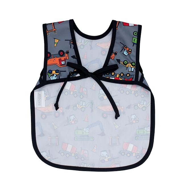 BapronBaby Construction Zone Bapron - No Neck Tie Safer Bib for Baby & Toddler - Soft Waterproof Stain Resistant - Machine Washable - Sz Preschool 3-5yrs
