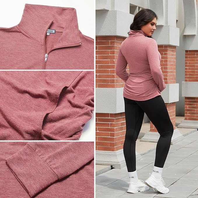 GINKANA Maternity Women's Long Sleeve Shirt Half Zipper Lapel Lightweight Casual Maternity Pullover with Pockets