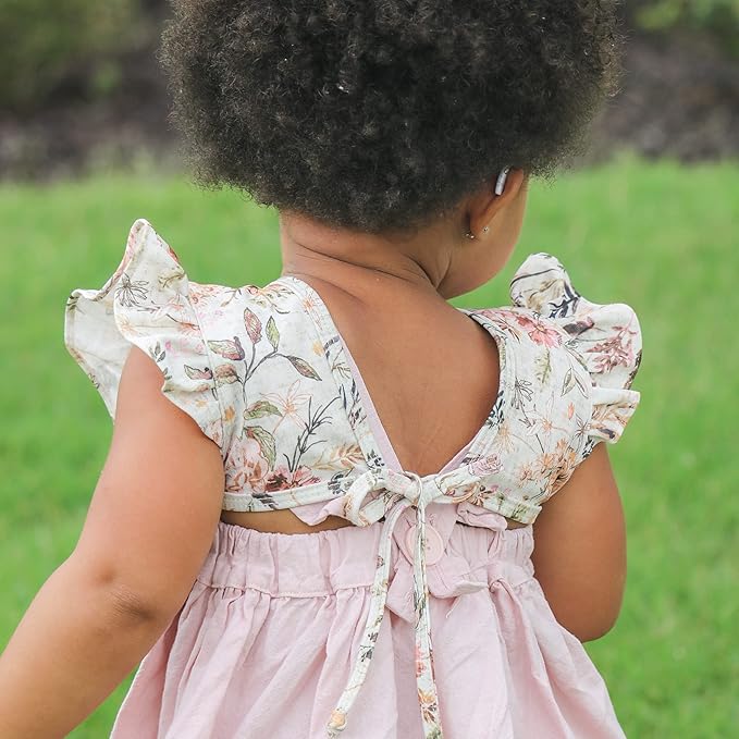 BapronBaby Flutter Delilah Floral Bapron - No Neck Tie Safer Bib for Baby & Toddler - Soft Waterproof Stain Resistant - Machine Washable - Sz Preschool 3-5yrs