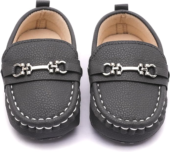 LONSOEN Baby Girls Boys Loafers Prewalker Dress Crib Shoes