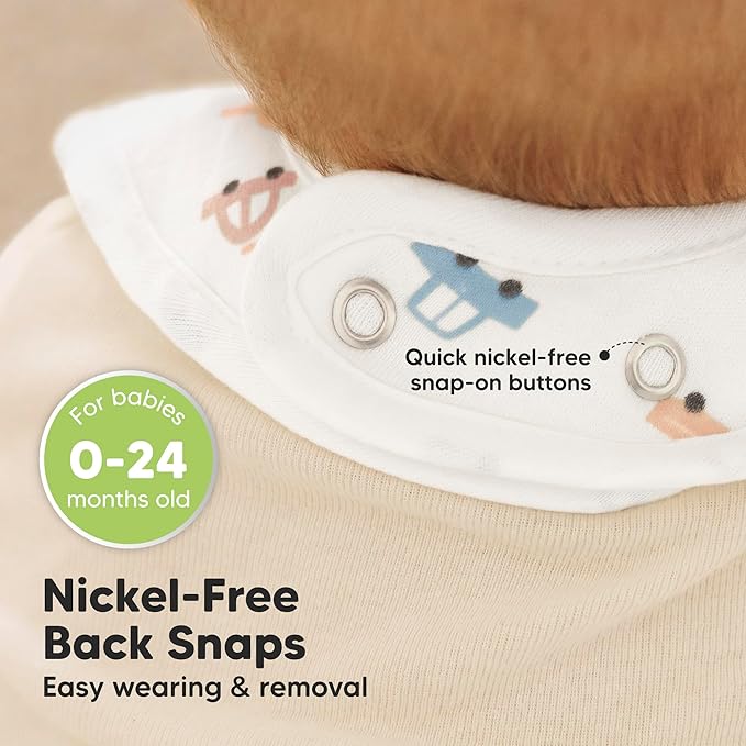 KeaBabies 8-Pack Organic Baby Bibs for Boys, Girls - Super Absorbent Cotton Drool Bibs for Baby Girl & Boy, Teething Toddler, Drooling Newborn, Ultra Soft & Machine Washable (Vessels)
