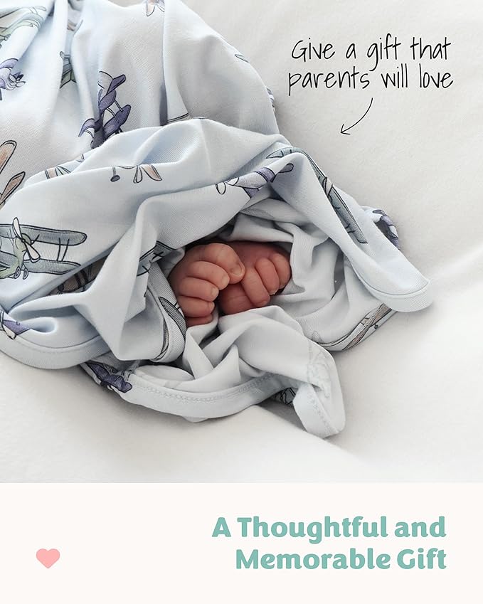 Caden Lane Newborn Knotted Gown with Hat, Soft Bamboo Viscose Baby Sleep Sack, Unisex Infant Nightgown, Breathable Sleepwear