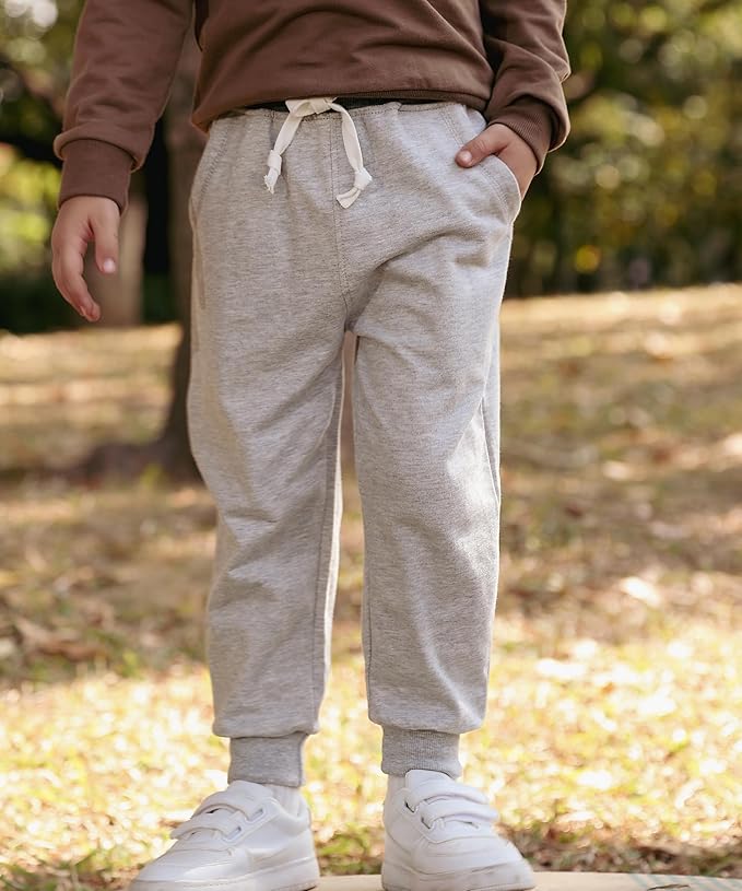 GFQLONG 3 Pack Toddler Boys Sweatpants Kids Active Jogger Pants with Pocket Drawstring