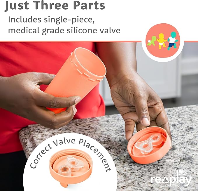 Re-Play Sippy Cups for Toddlers - 10 Oz. Reusable Spill Proof Cups for Kids, Dishwasher/Microwave Safe - Made in USA - Set of 4-3.13" x 6.25" - Bubble Pop