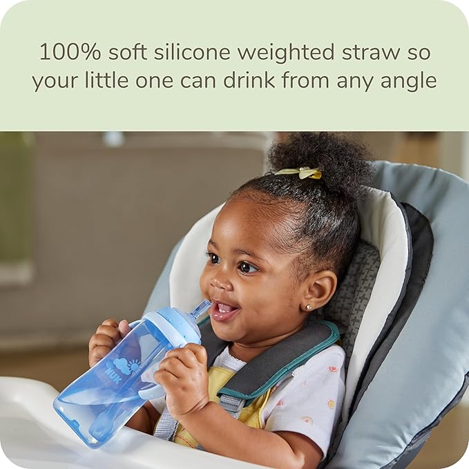 NUK Learner Straw Cup 10oz - Toddler Cup with Soft Straw for Easy Drinking Suitable for Ages 8 Months and Up