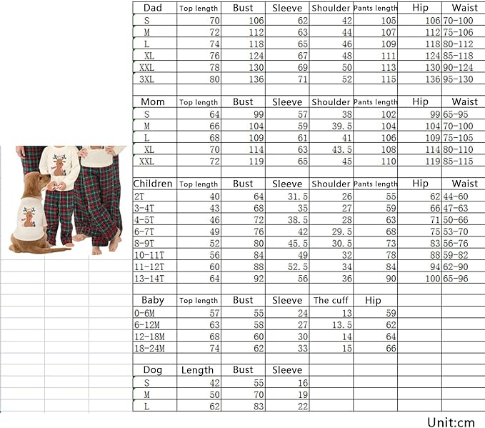Awoscut Christmas Family Matching Pajamas Christmas Pjs Holiday Nightwear Sleepwear Sets Long Sleeve Pjs
