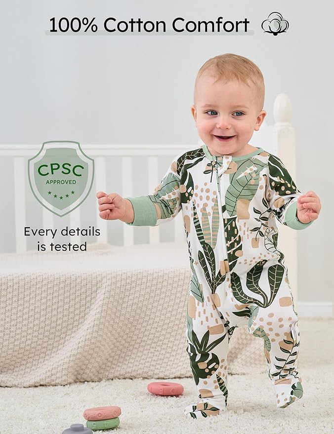 Yoofoss Baby Pajamas 100% Cotton Baby Sleepers for Newborn 0-3 3-6 6-9 Months Boys Girl Clothes 3pcs Footed PJs
