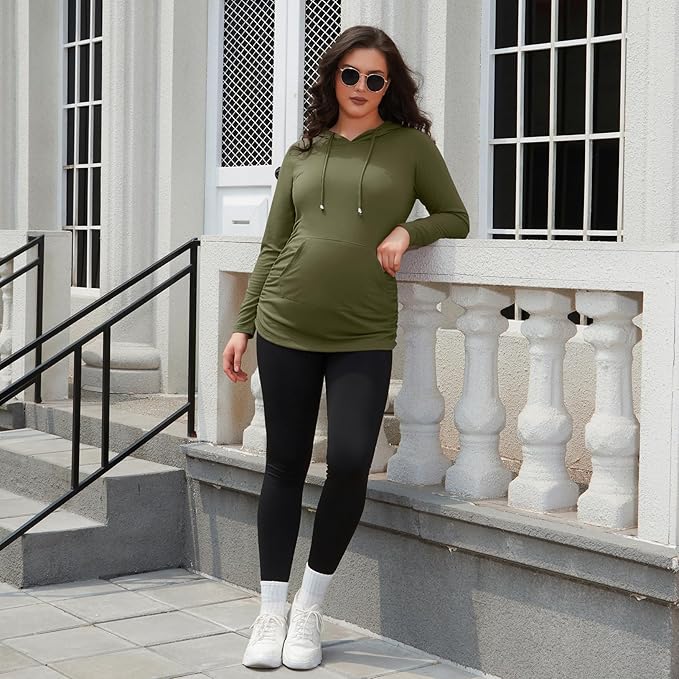 GINKANA Maternity Hoodie Long Sleeves Shirts Casual Maternity Top Pregnancy Sweatshirt Casual Clothes