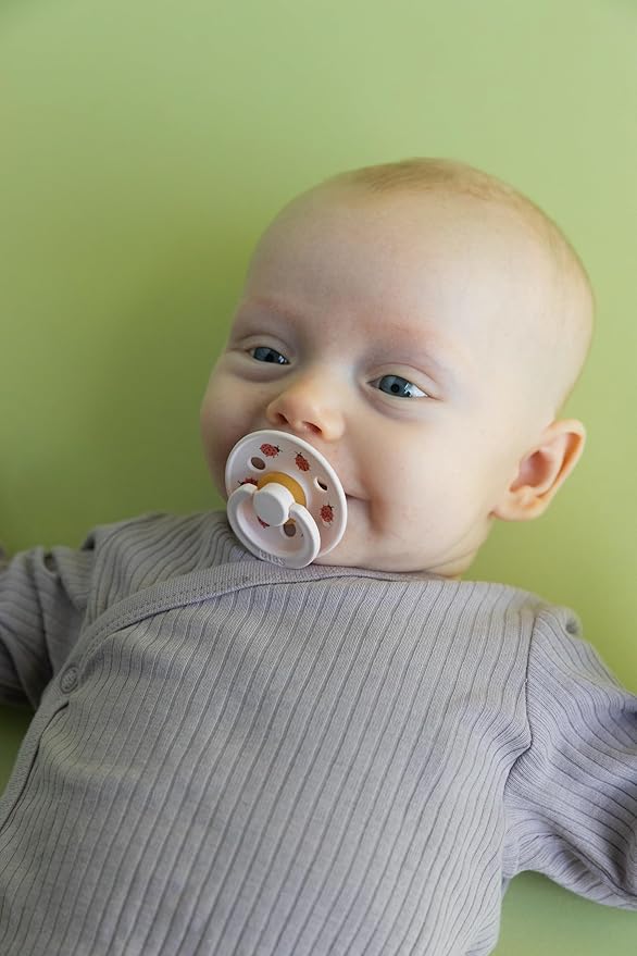 BIBS Studio Soother 2-Pack, BPA Free Dummy Pacifier, Round Nipple. Natural Rubber Latex, Made in Denmark, Size 2 (6-18 Months), Sage/Pale Butter