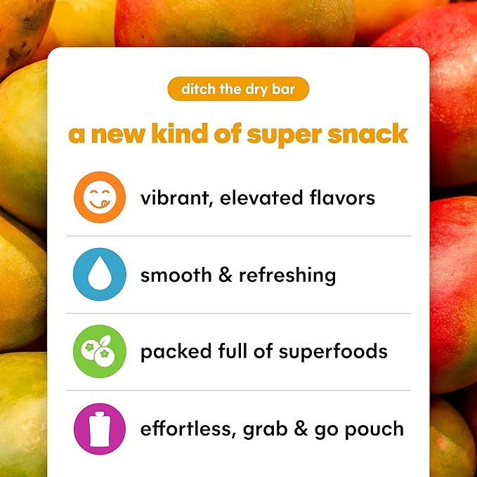 Noka Superfood Fruit Smoothie Pouches, Super Tropical with Immune Support, Healthy Snacks with Elderberry, Vitamin C, Flax Seed and Plant Protein, Vegan, Gluten Free, Organic Fruit Squeeze Pouch, 4.22 oz, 6 Count