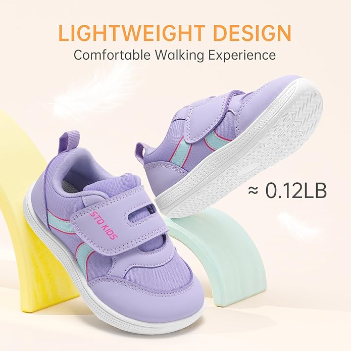 Toddler Wide Toe Box Barefoot Shoes Boys Girls Sneakers Kids Tennis Shoes Preschool Non Slip Lightweight Comfortable First Walking Shoes Running Outdoor Activities