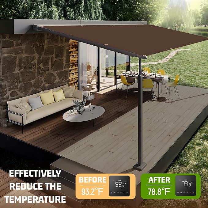 SUNNY GUARD Shade Cloth Custom Size 12x19 FT Sun Shade Screen Fabric Shade Cover Tarp with Grommets for Pergola Backyard Garden, Brown(We Customized)