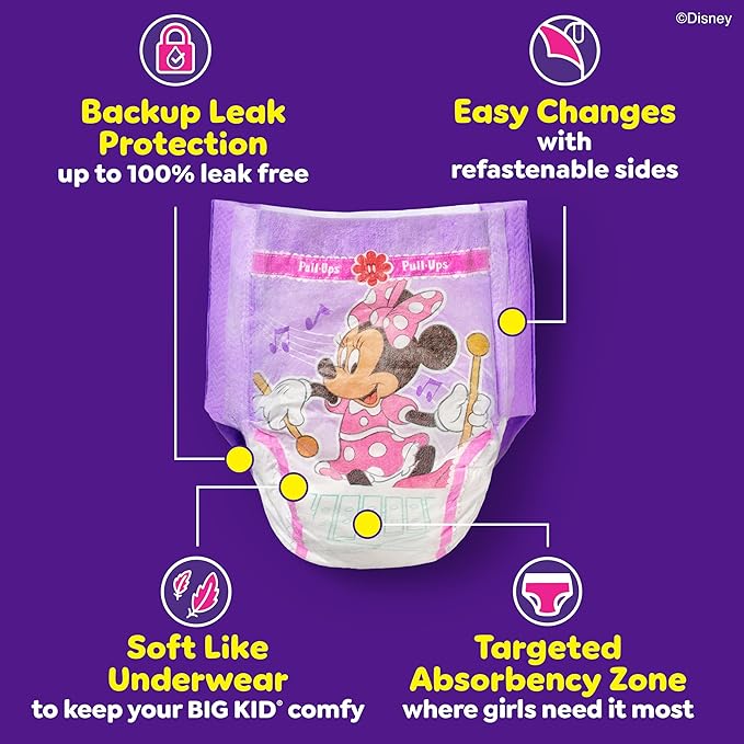 Pull-Ups Girls' Potty Training Pants, Size 2T-3T Training Underwear (16-34 lbs), 124 Count (4 packs of 31)