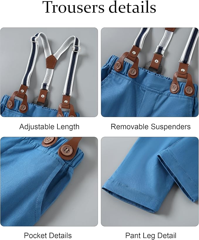 nilikastta Boy Suit Toddler Boy Outfit Boy Dress Shirt with Bowtie/Suspender Pants Gentleman Wedding Outfits 1-10 Years