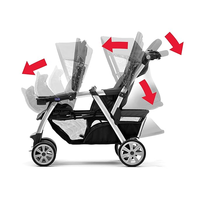 Chicco Cortina Together Double Stroller - Minerale | Black/Silver