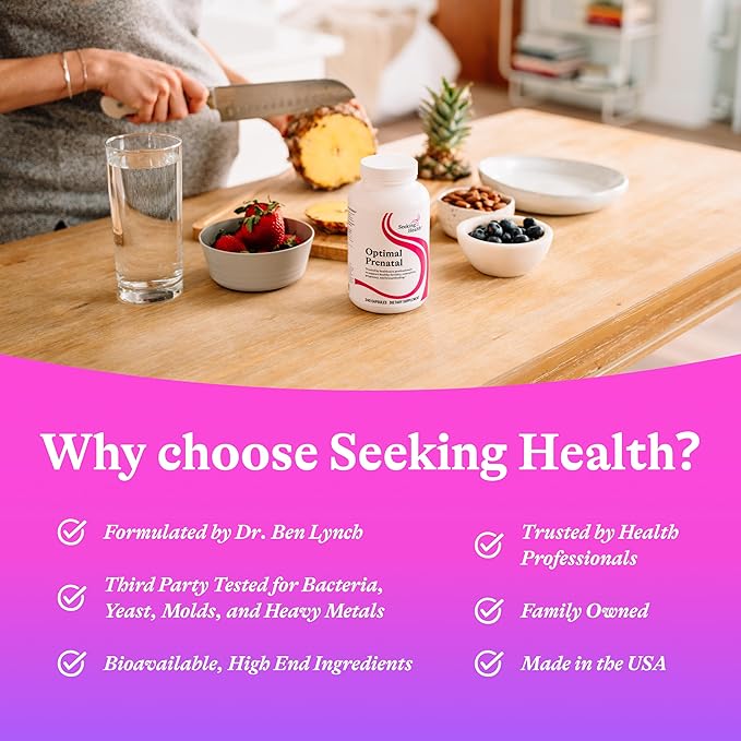 Seeking Health Optimal Prenatal - Supplement with Vitamin B12, L-Methylfolate, & Choline - Vegetarian Supplement to Support Optimal Prenatal Health - 240 Capsules