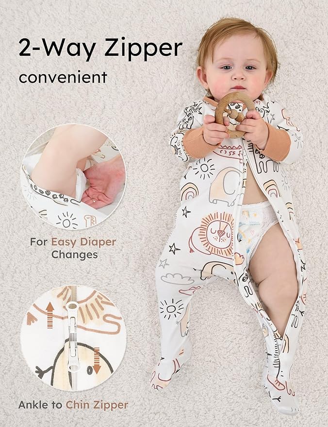 Yoofoss Baby Pajamas 100% Cotton Baby Sleepers for Newborn 0-3 3-6 6-9 Months Boys Girl Clothes 3pcs Footed PJs
